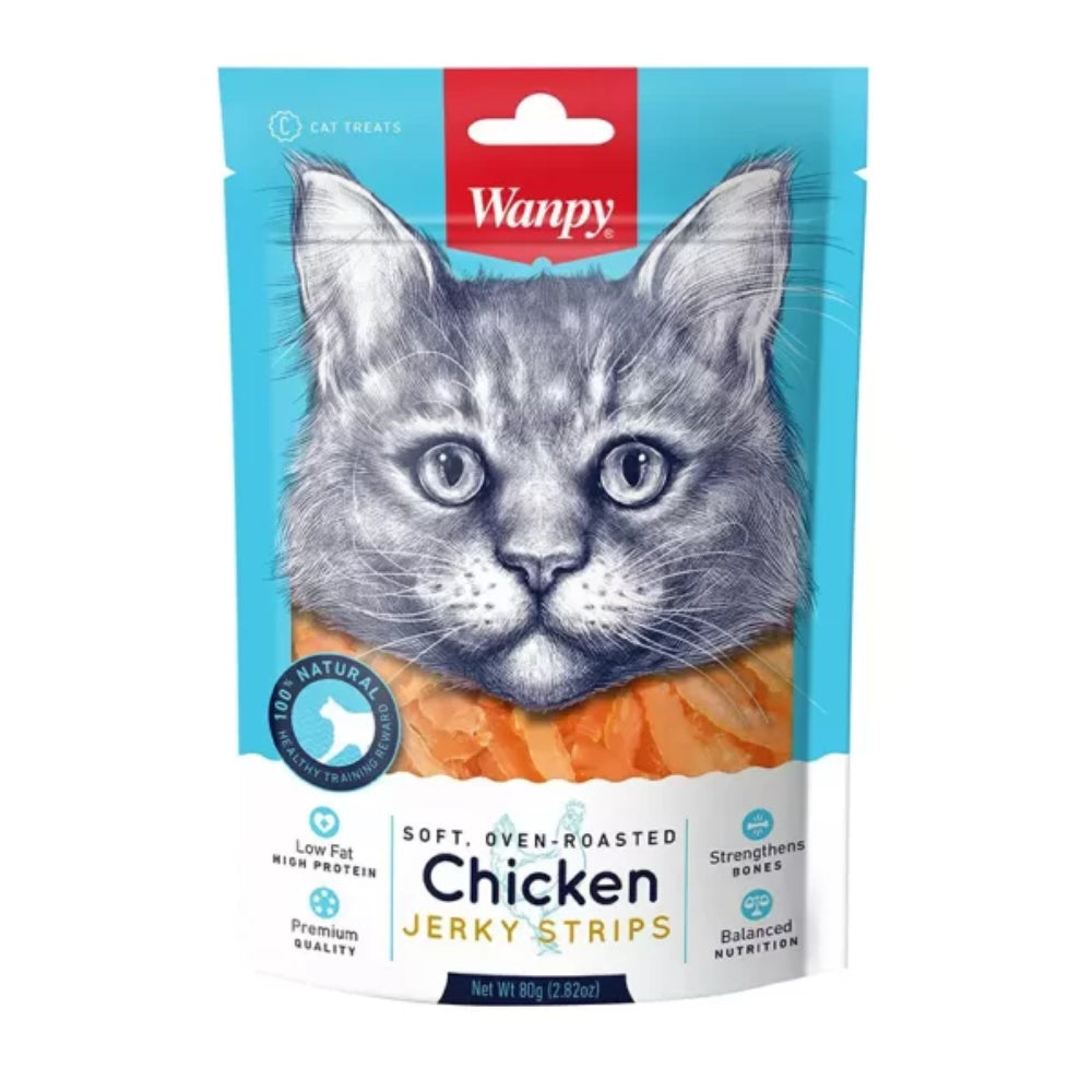 Snack Wanpy Soft Chicken Jerky Strips Cat 80 Gr