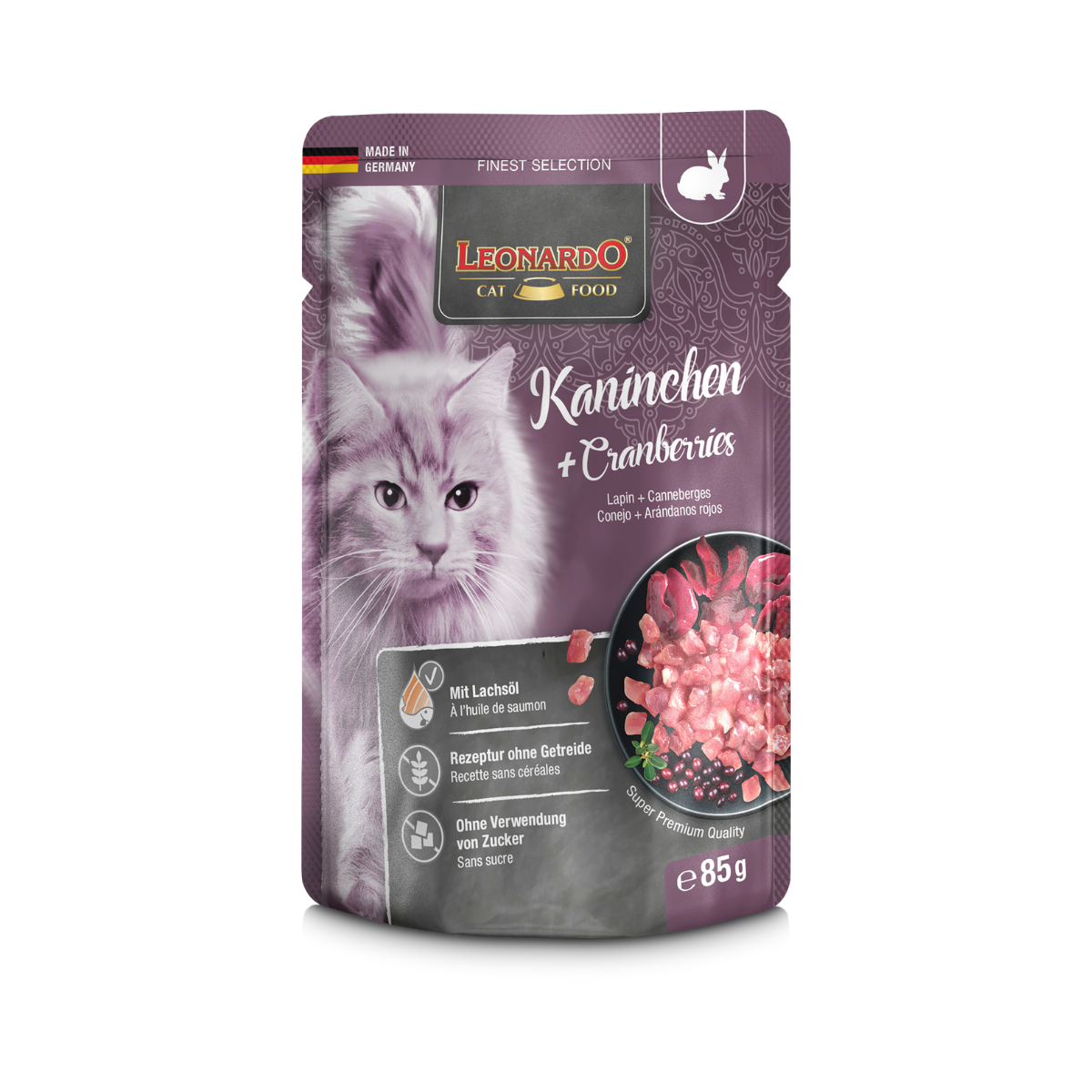 SACHET LEONARDO CONEJO Y ARANDANO 85 GRS