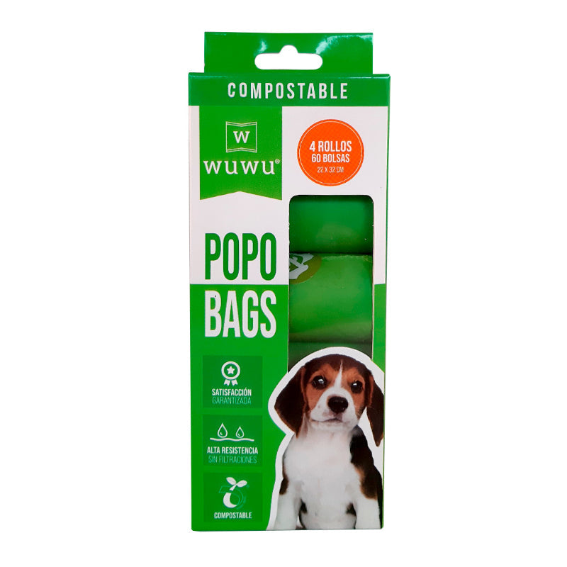 Wuwu Popobags X4 Rollos Compostables