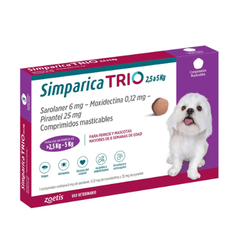 Simparica Trio 2.6- 5 Kg X 3 Comp