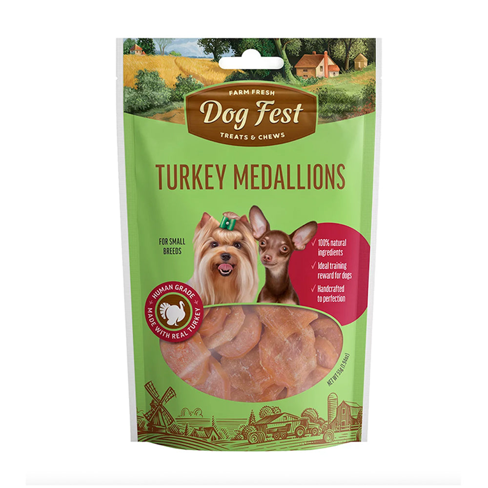 Dog Fest Medallones De Pavo 55 Gr
