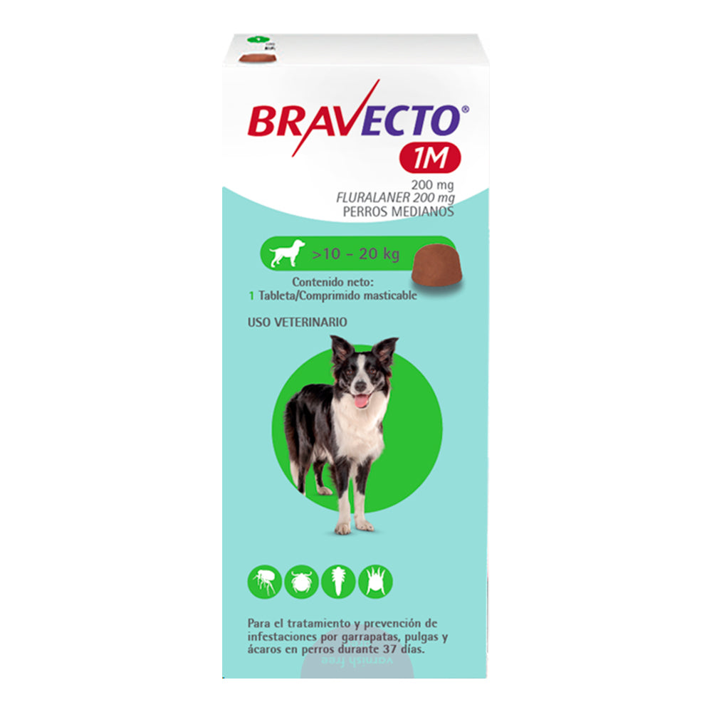 Bravecto Perros 1 Mes 10-20 Kg