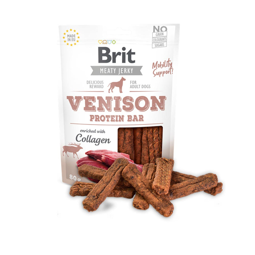 Snack Brit Jerky Venison Protein Bar Dog 80Gr