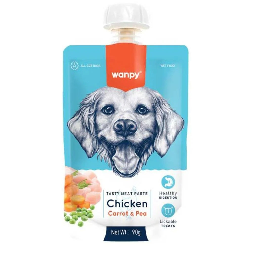 Wanpy Tasty Meat Paste Dog Chicken Carrot & Pea 90