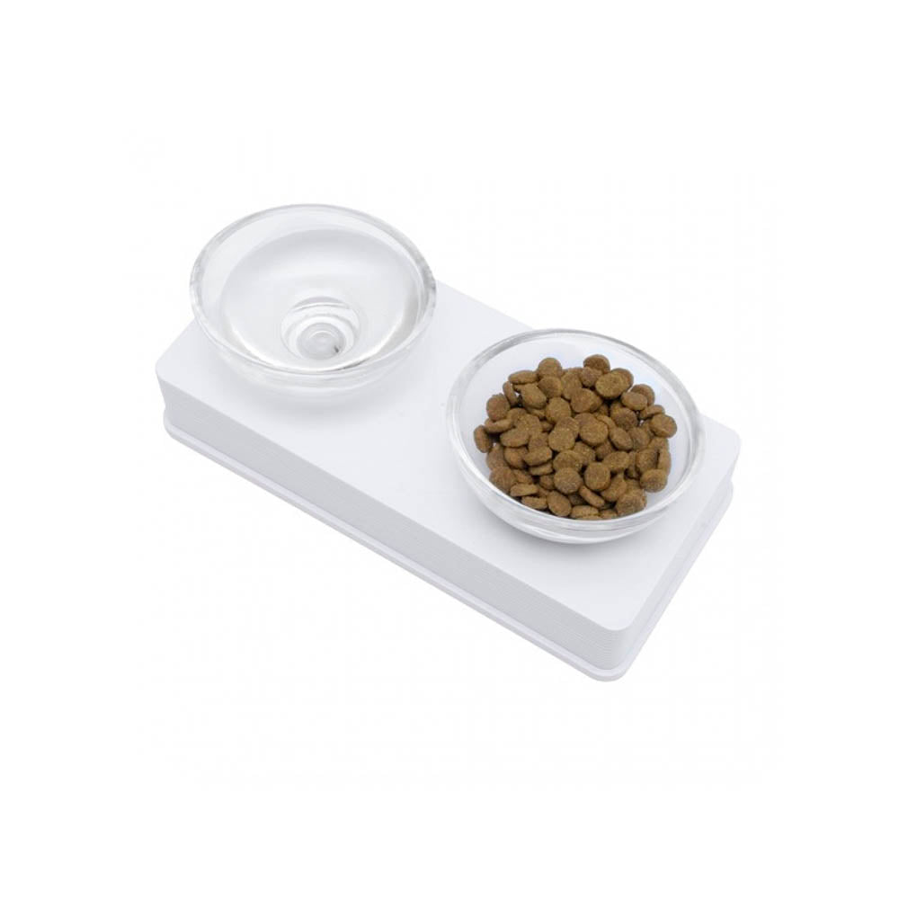 Catit 2 Platos Vidrio 200 Ml Base Blanca