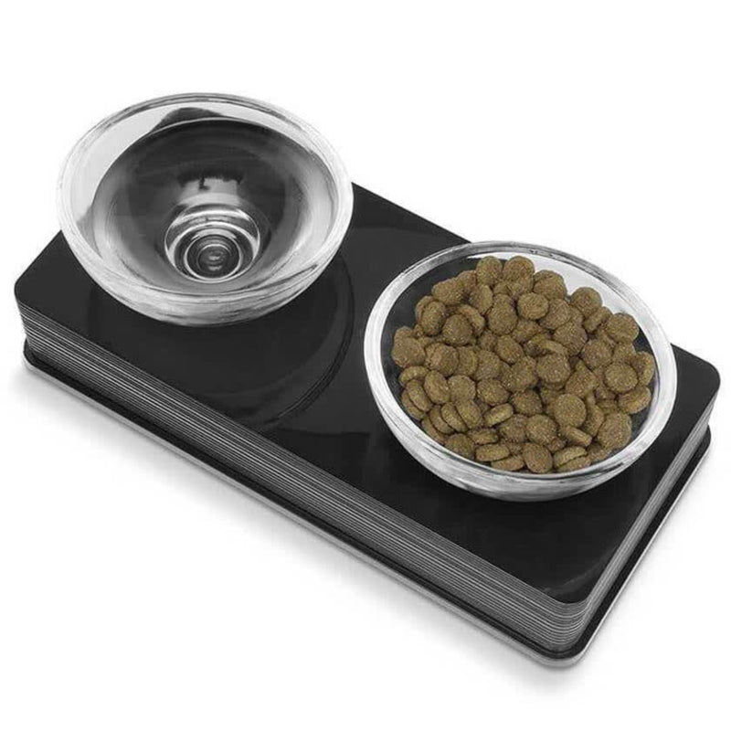 Catit 2 Platos Vidrio 200 Ml Base Negro