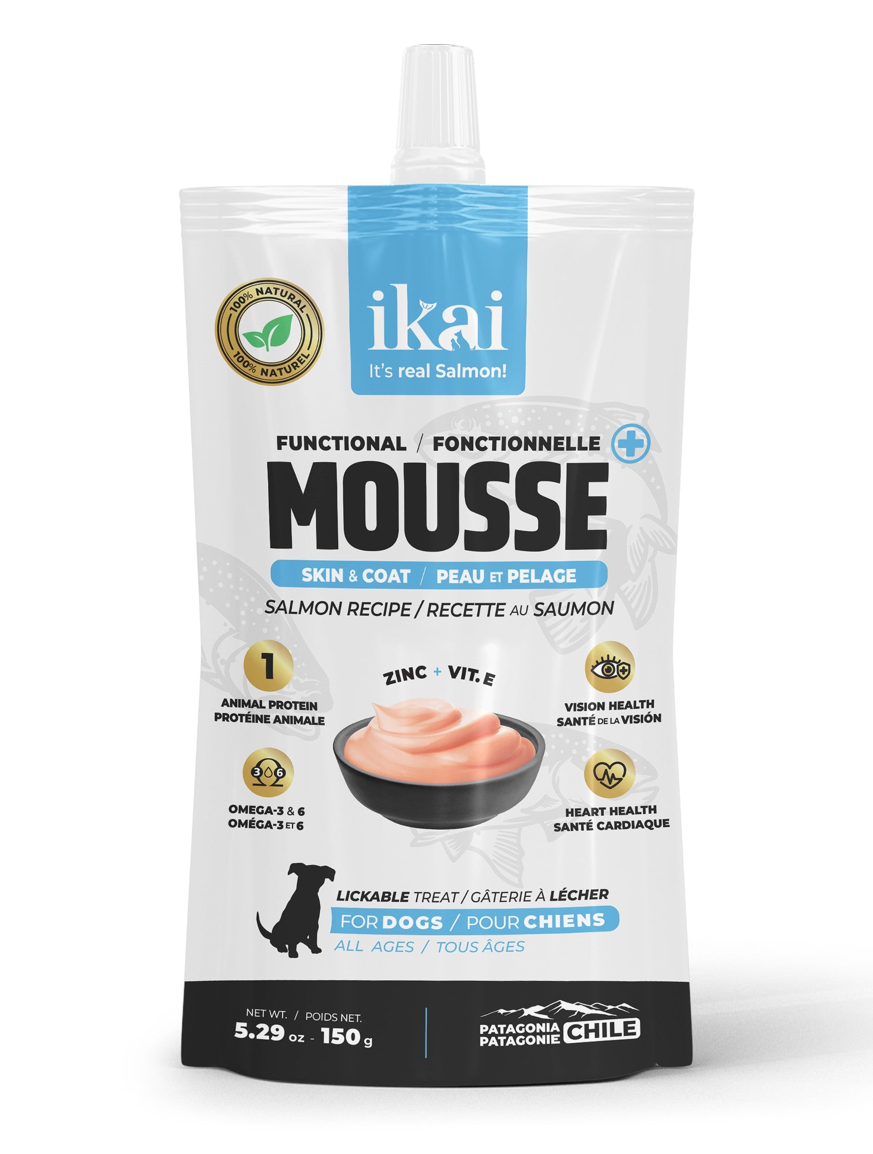 Mousse Ikai de Salmon Piel y Pelaje Perro 150 gr