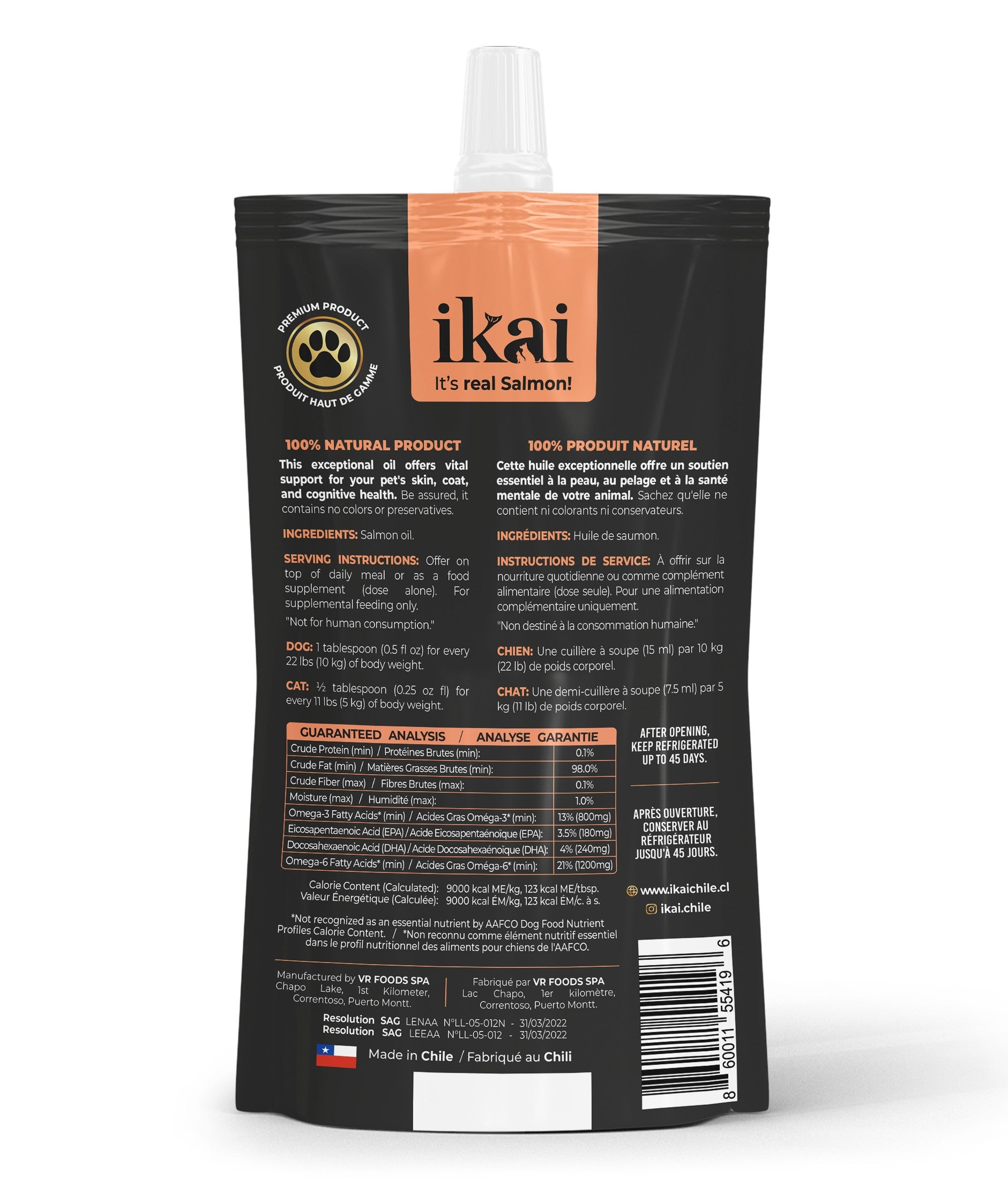 Aceite Ikai de Salmon para Perros y Gatos 150 ml