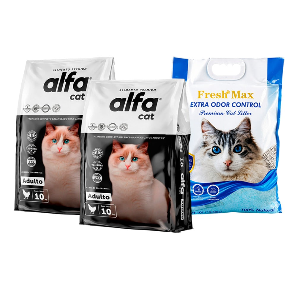 Pack 2 Alfa Cat Premium + 1 Arena fresh max 7 kg