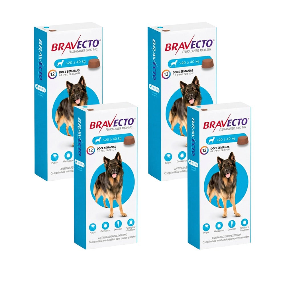 PACK 4 X BRAVECTO 20 A 40 KG