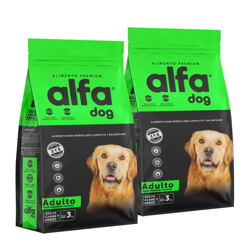 PACK 2X ALFA DOG PREMIUM ADULTO 3 KG