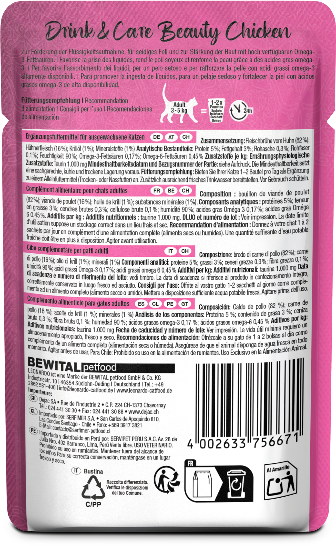 SACHET LEONARDO DRINK BEAUTY 40 GR