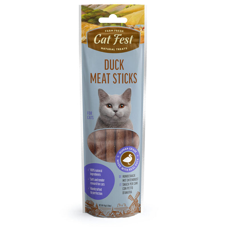 CAT FEST BARRAS DE CARNE PATO 45 GR