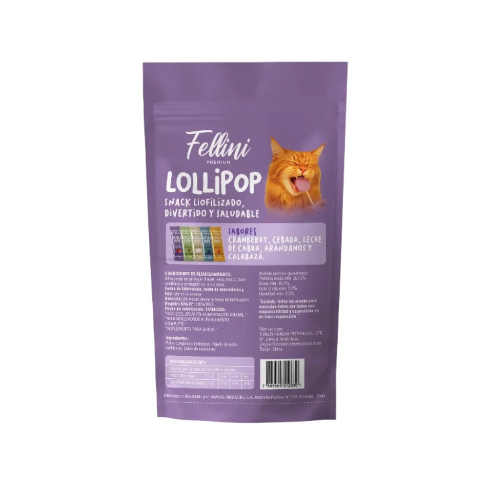 SNACK FELLINI LOLLIPOP CRANBERRY 3UN