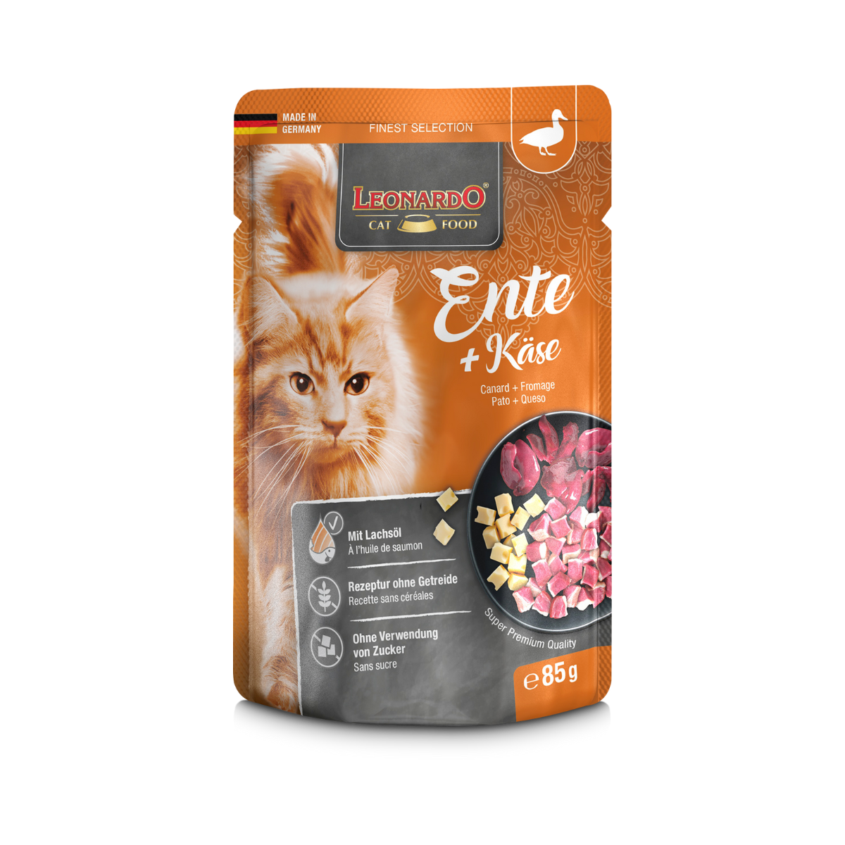 SACHET LEONARDO PATO Y QUESO 85 GRS