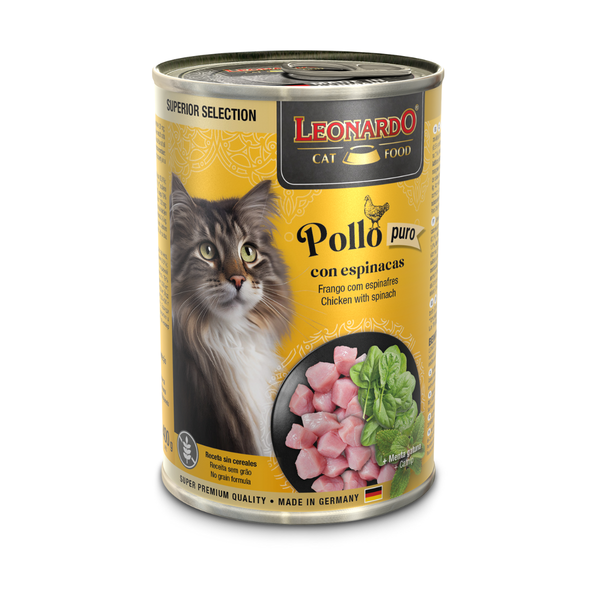 LATA LEONARDO SS POLLO CON ESPINACAS 400GR