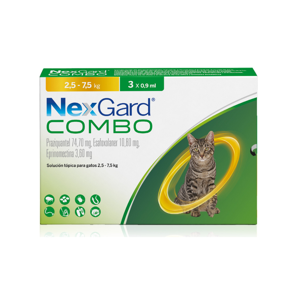 NEXGARD COMBO CAT 2.5 a 7.5 KG X 3 UNIDADES